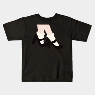 black mary jane babies shoes aesthetic dollette coquette Kids T-Shirt